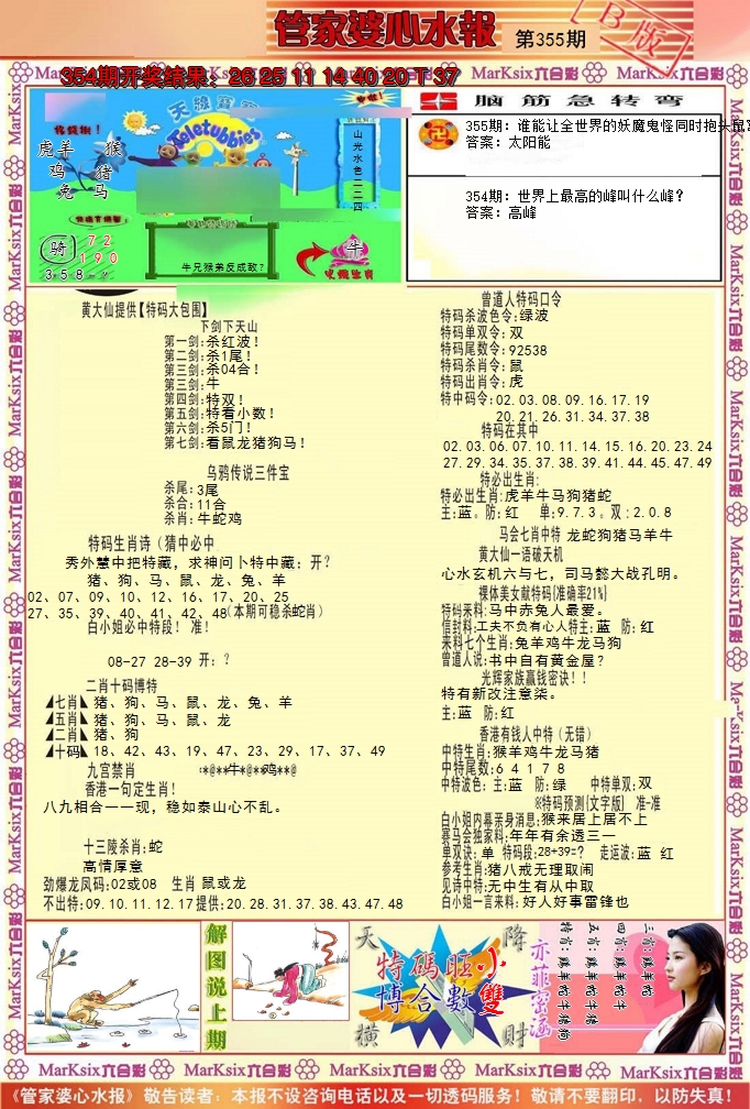 2024355期管家婆心水报B