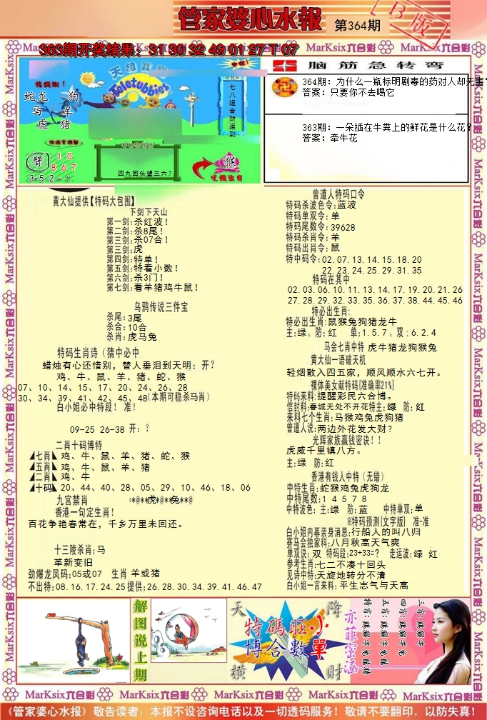 2024364期管家婆心水报B