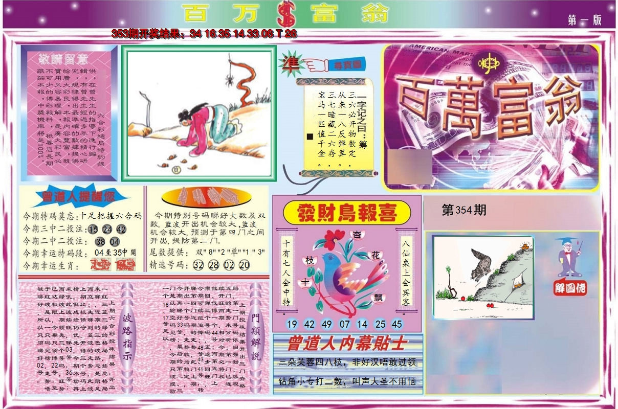 2024354期百万富翁A