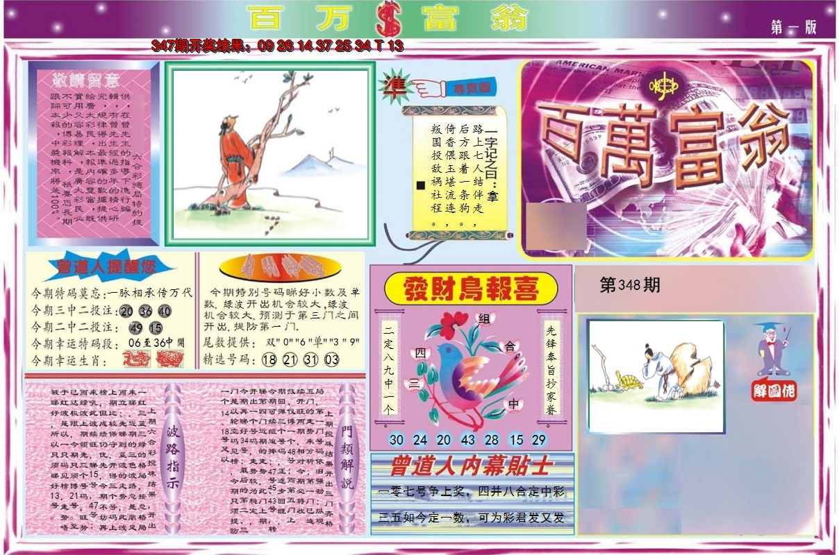 2024348期百万富翁A