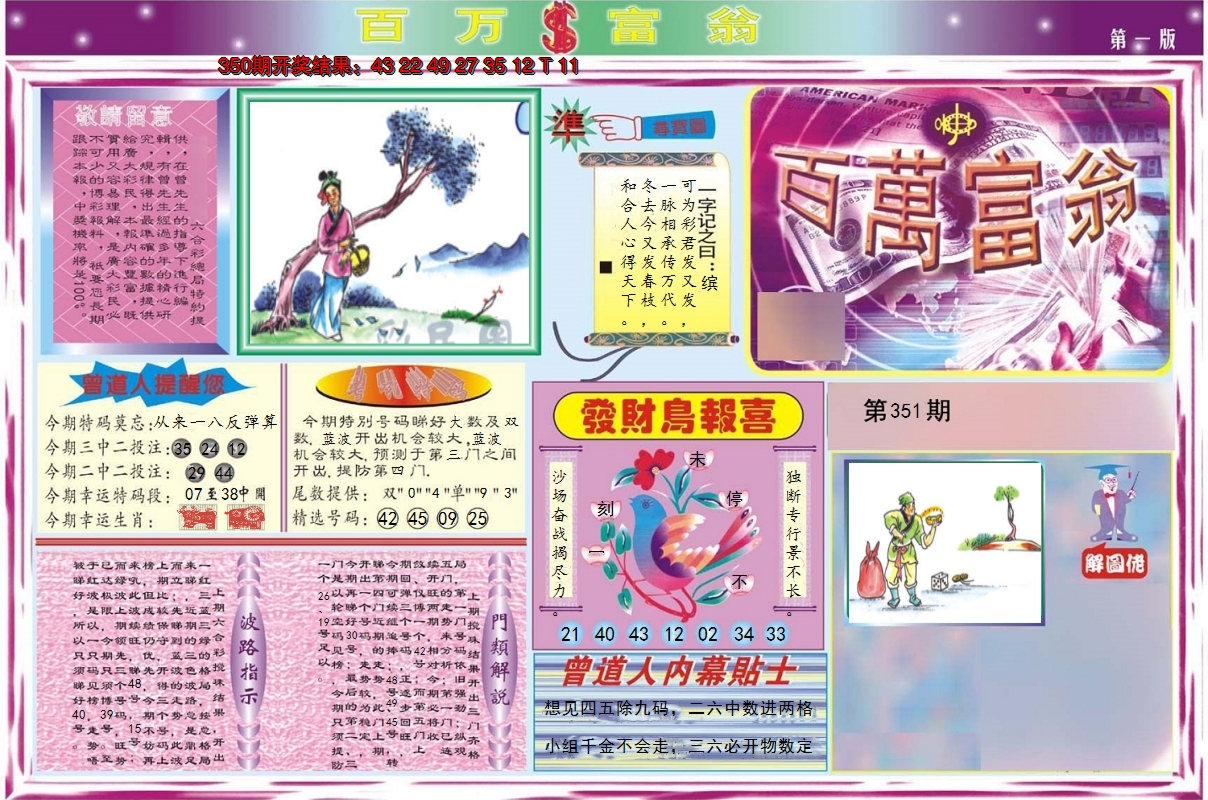 2024351期百万富翁A