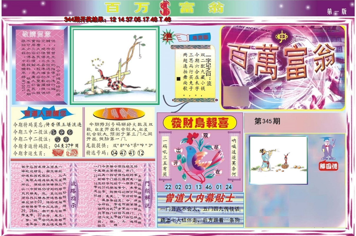 2024345期百万富翁A