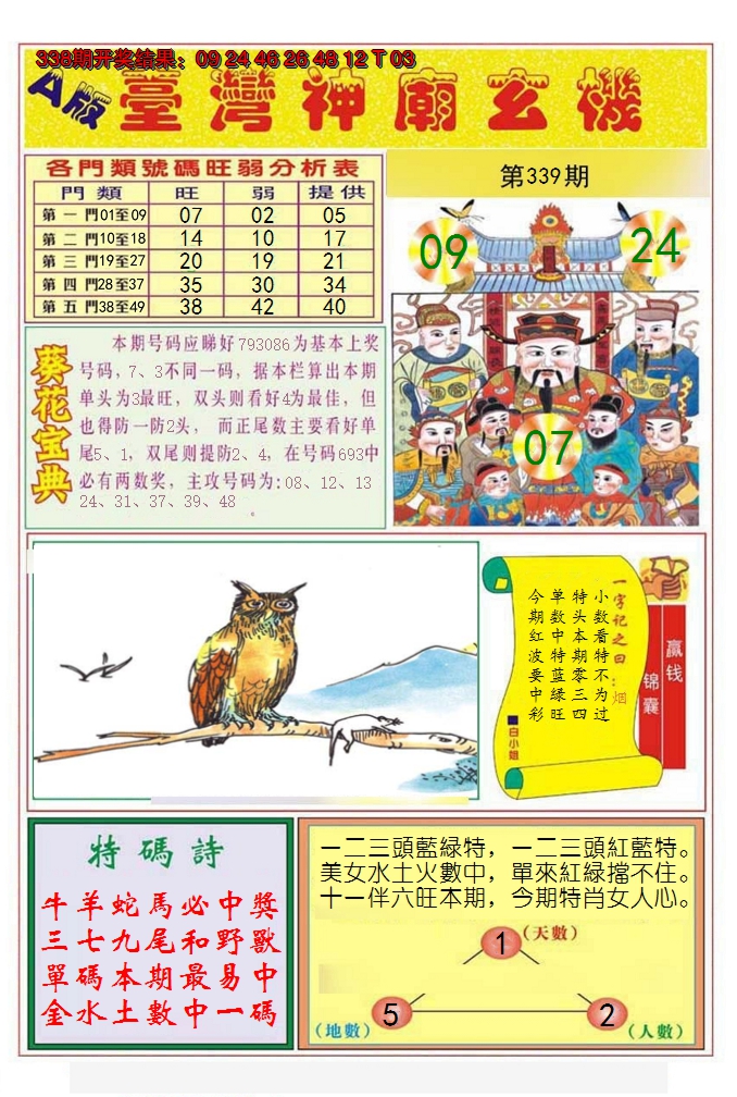 2024339期台湾神庙A