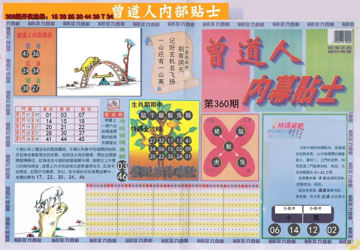2024360期曾道人内幕贴士A