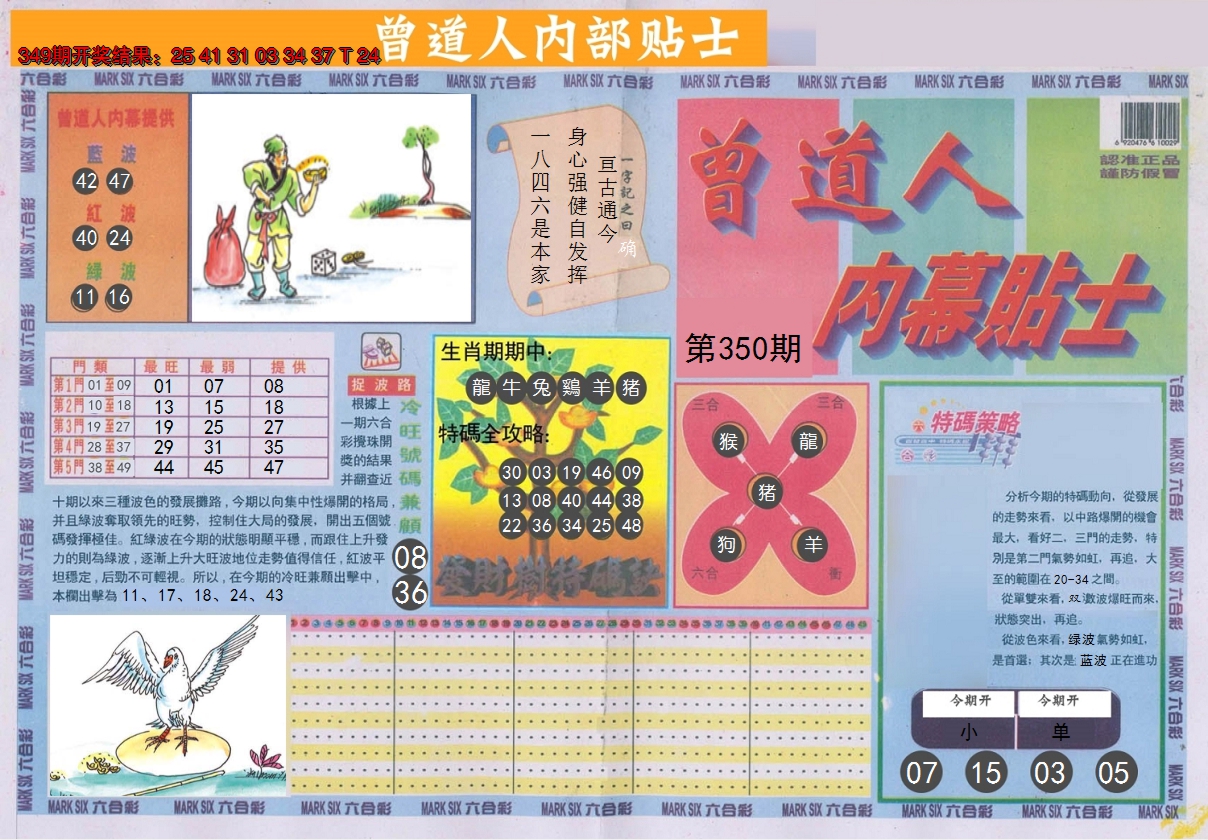 2024350期曾道人内幕贴士A