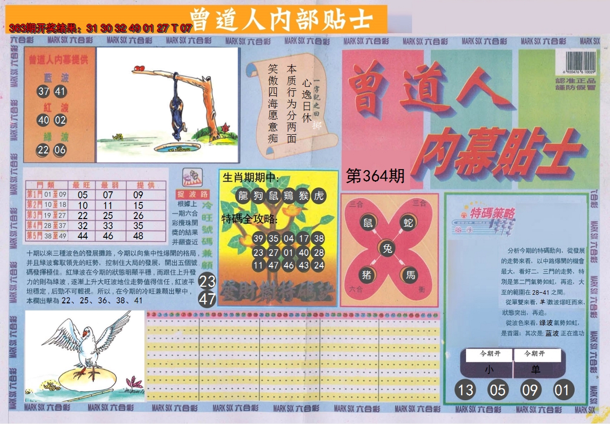 2024364期曾道人内幕贴士A