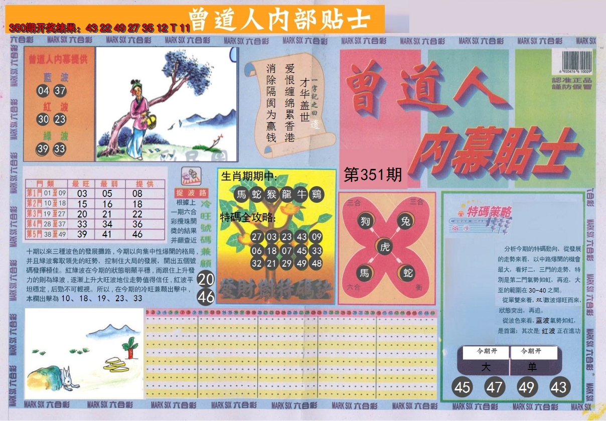2024351期曾道人内幕贴士A