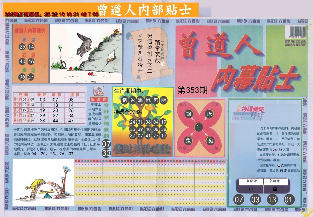 2024353期曾道人内幕贴士A