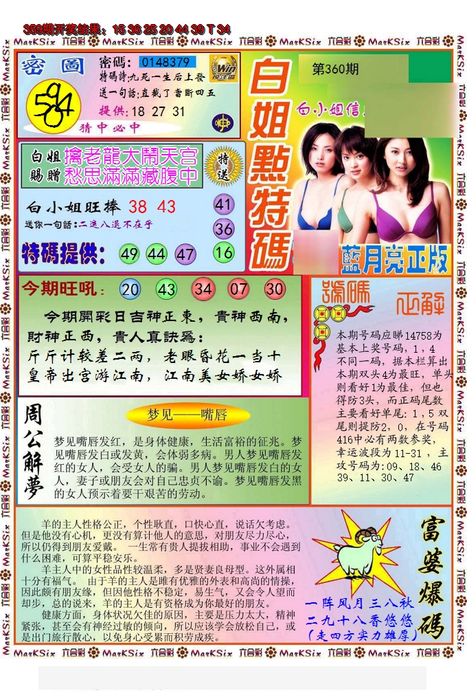 2024360期白小姐点特码