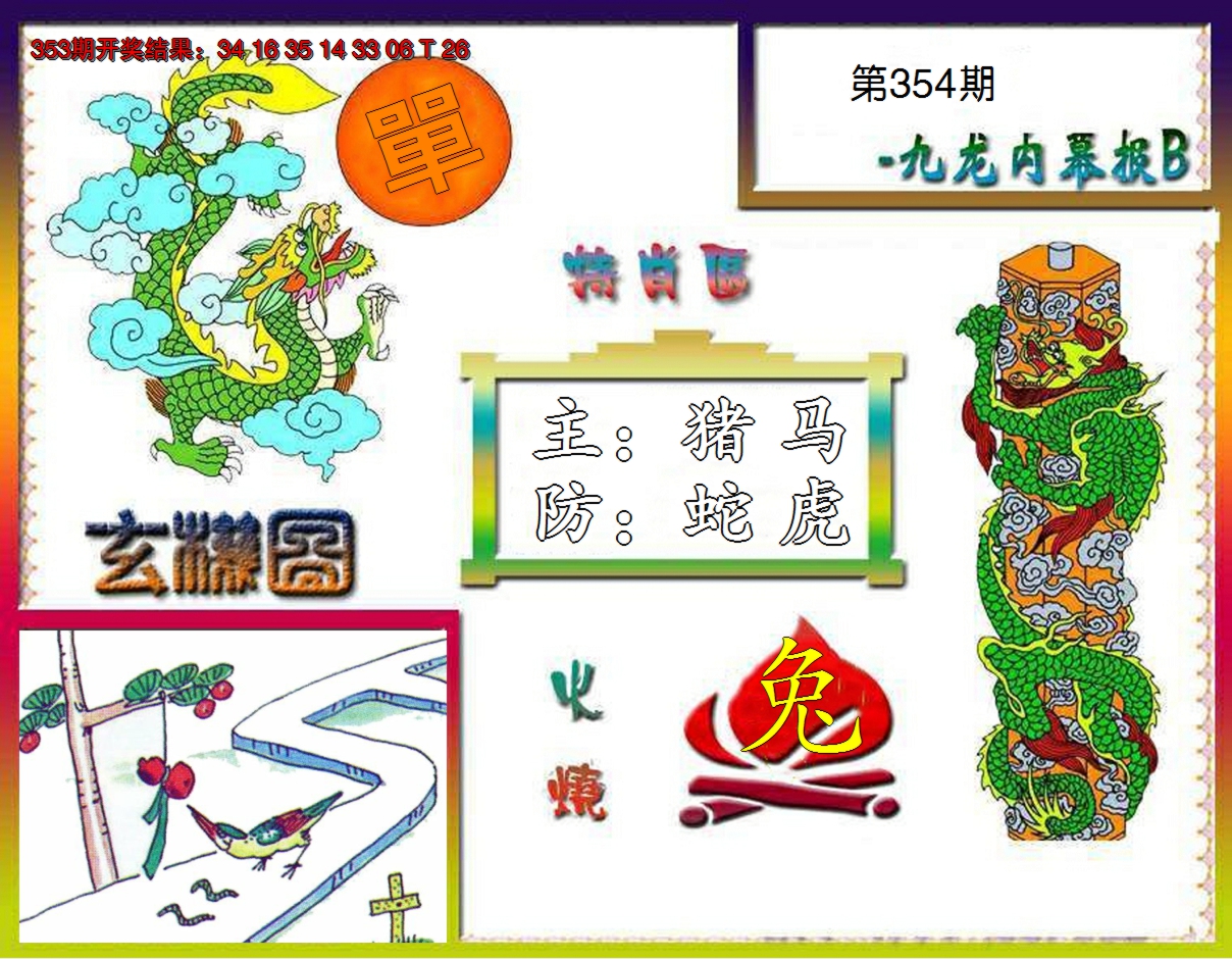 2024354期九龙内幕特肖图B