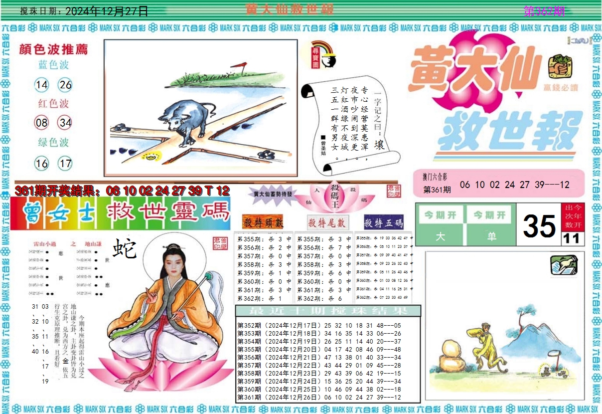 2024362期黄大仙救世A