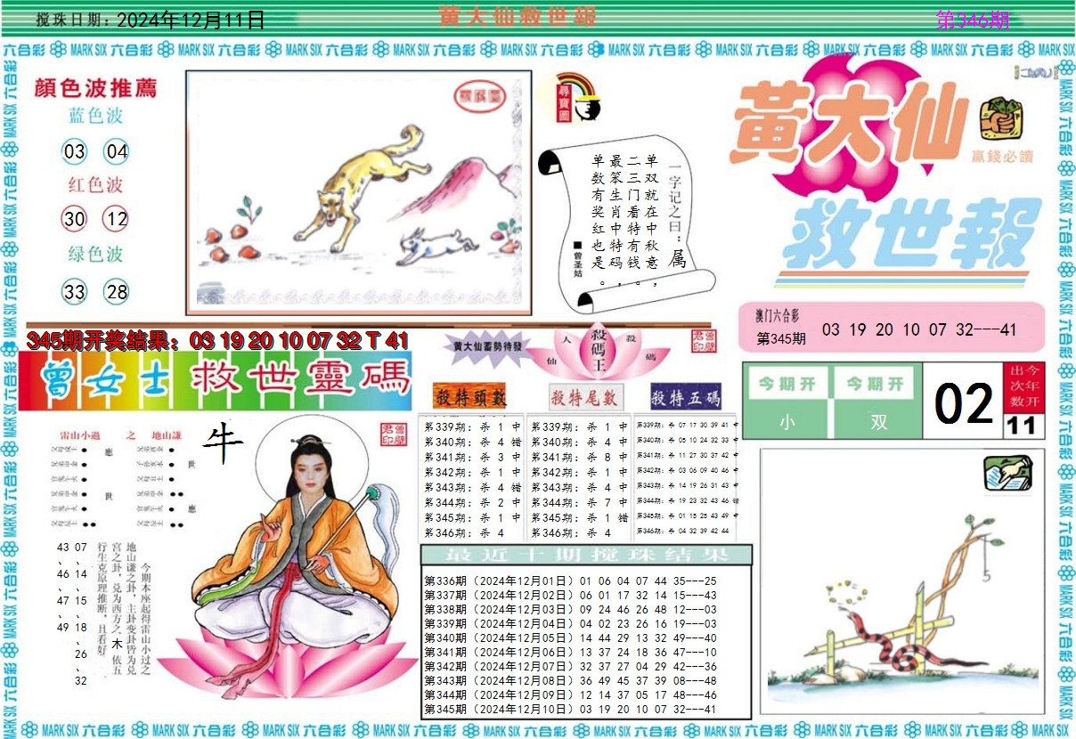 2024346期黄大仙救世A