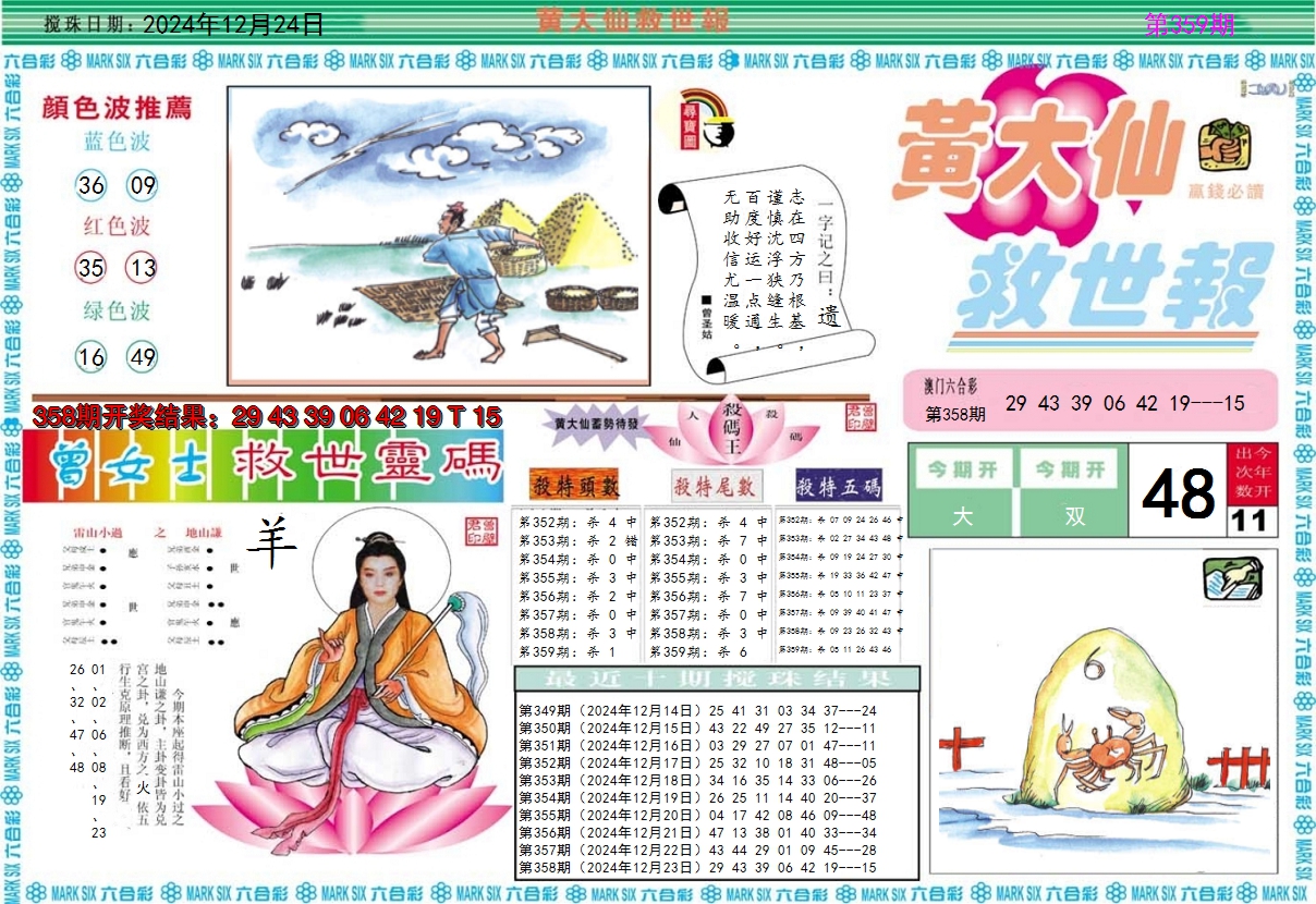 2024359期黄大仙救世A