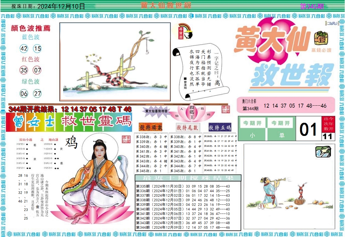 2024345期黄大仙救世A