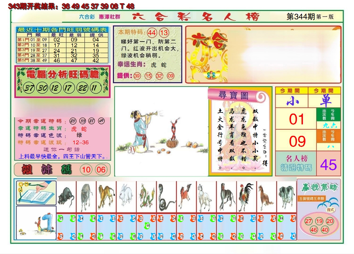 2024344期名人榜A