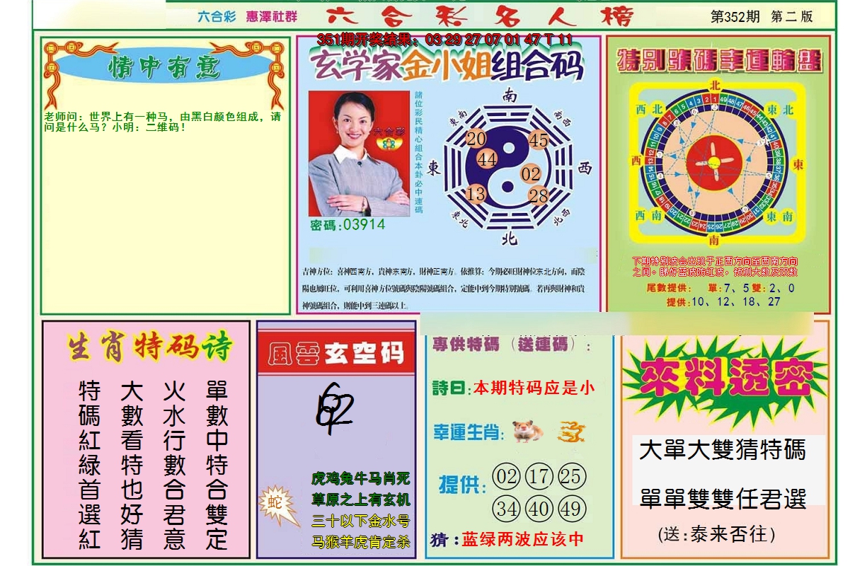 2024352期名人榜B