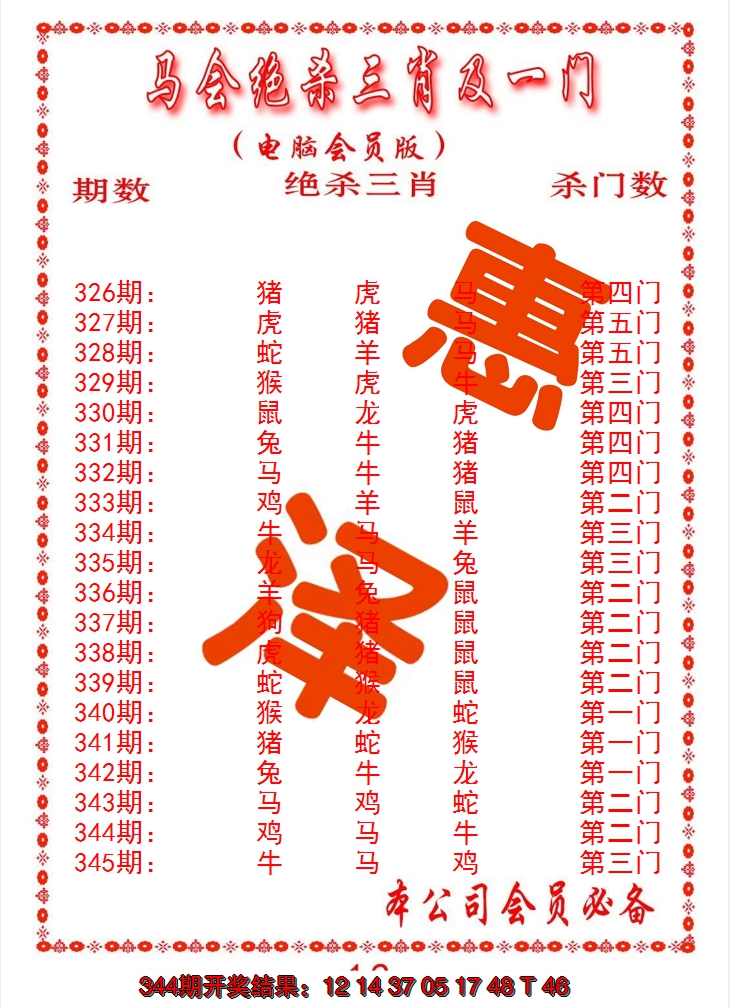 2024345期马会绝杀三肖及一门