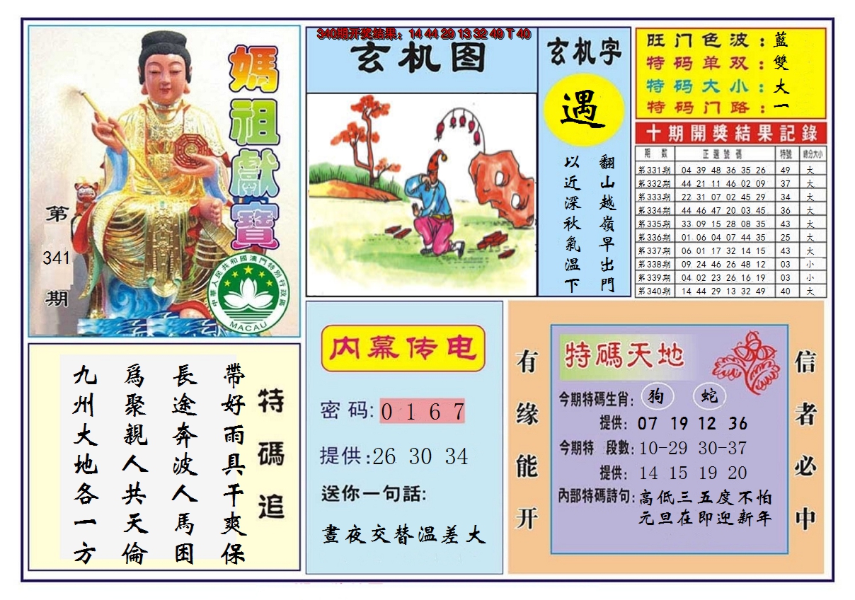 2024341期马祖献宝