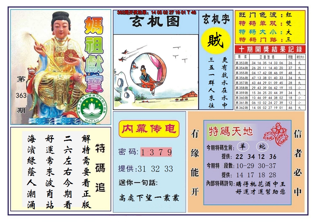 2024363期马祖献宝