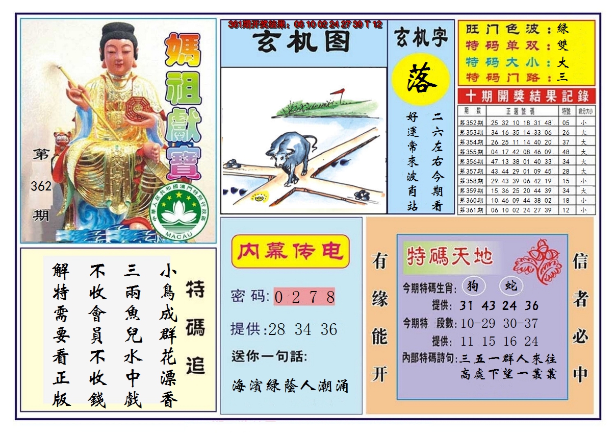 2024362期马祖献宝