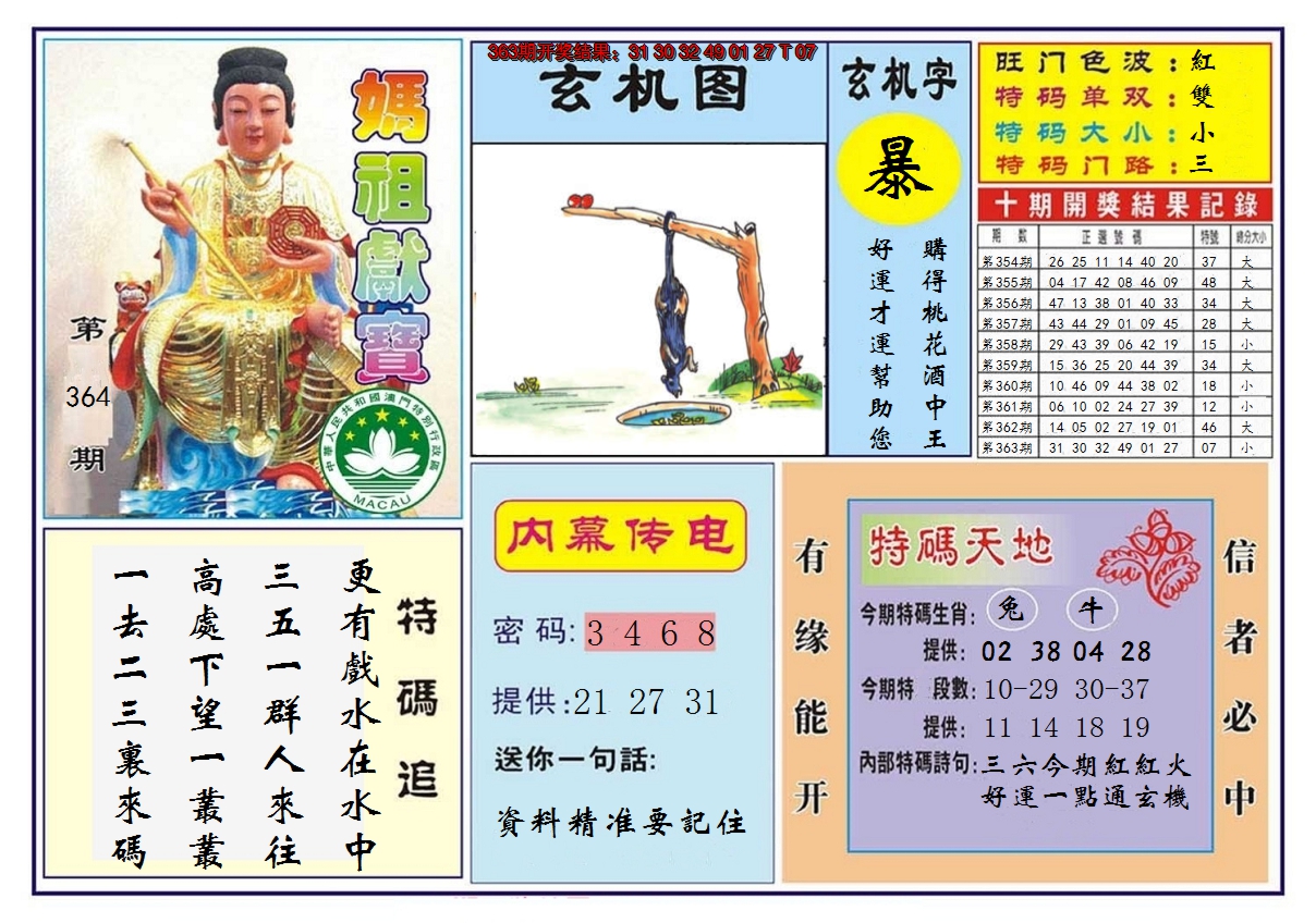 2024364期马祖献宝