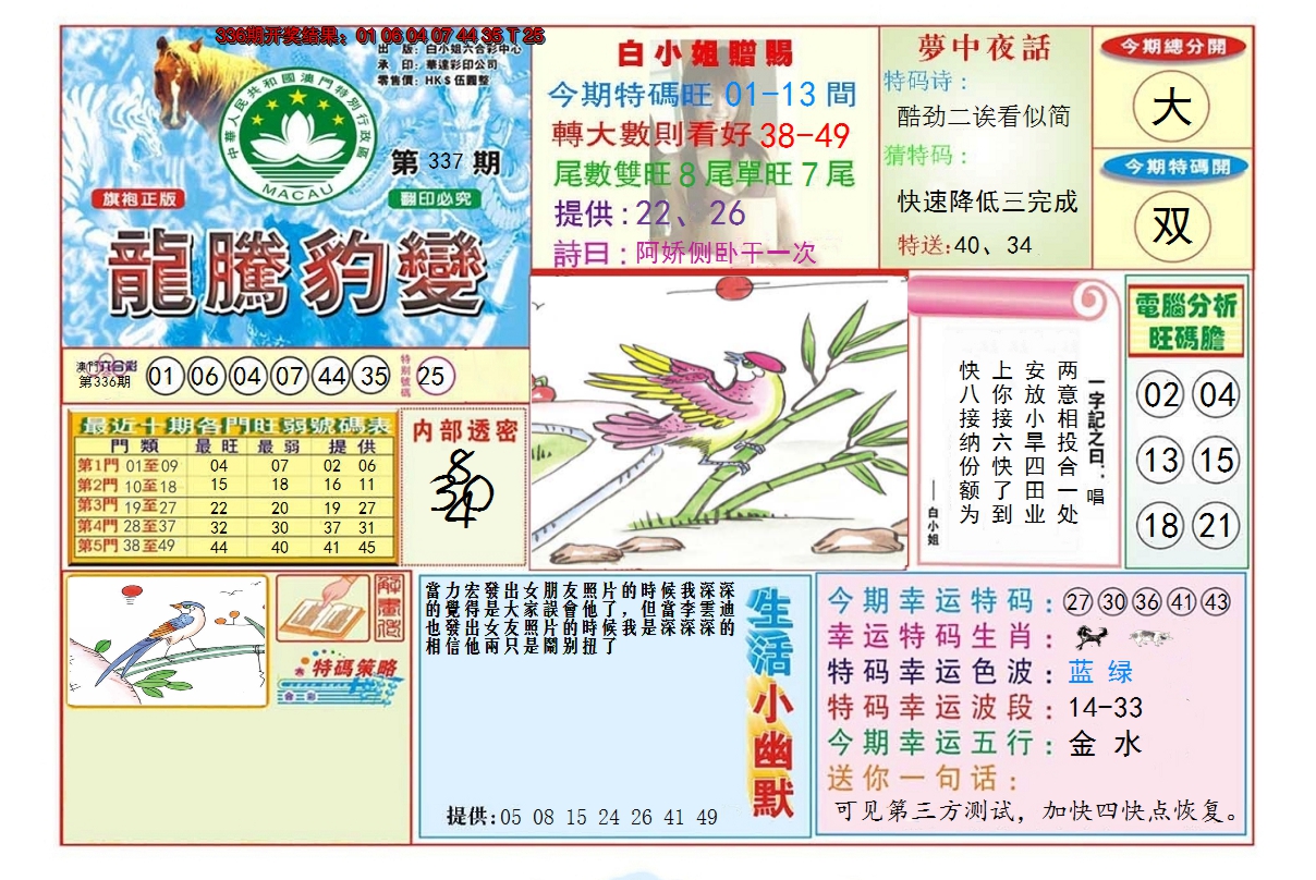 2024337期龙腾豹变
