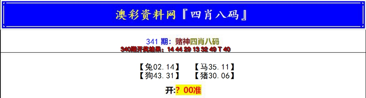 2024341期赌神四肖八码