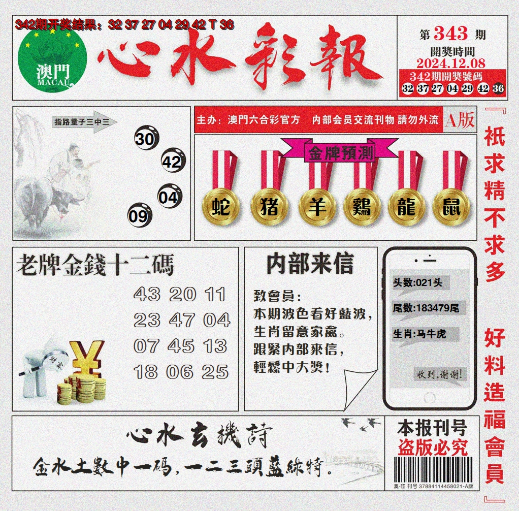 2024343期心水彩报