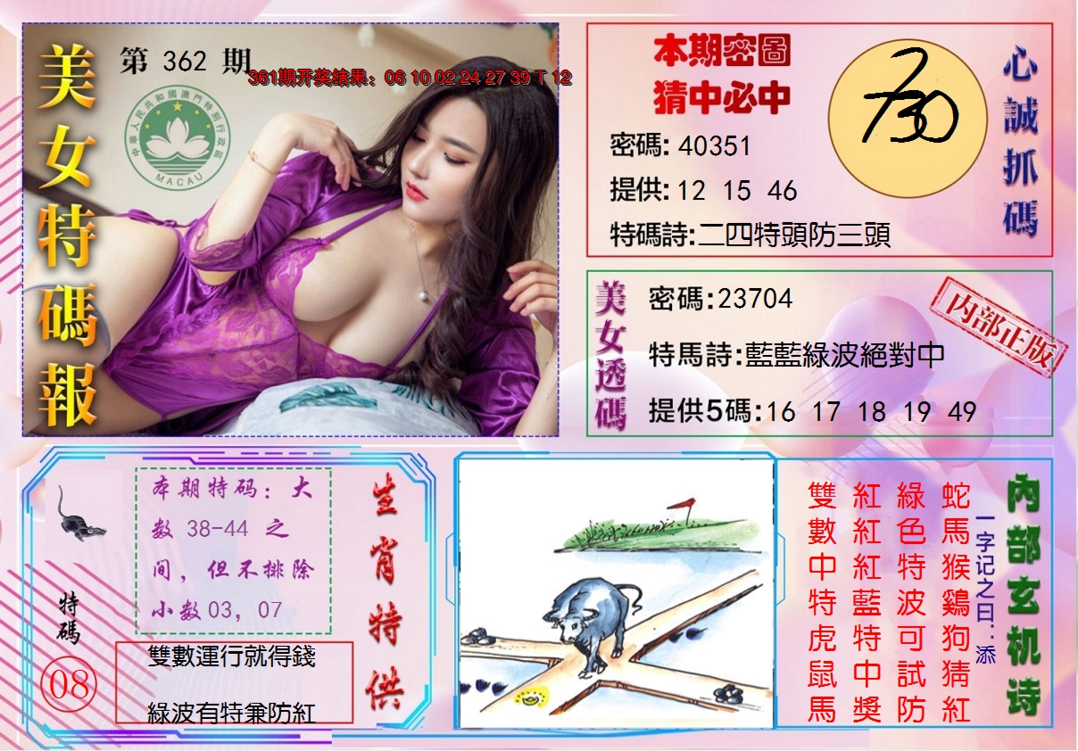 2024362期美女特码报