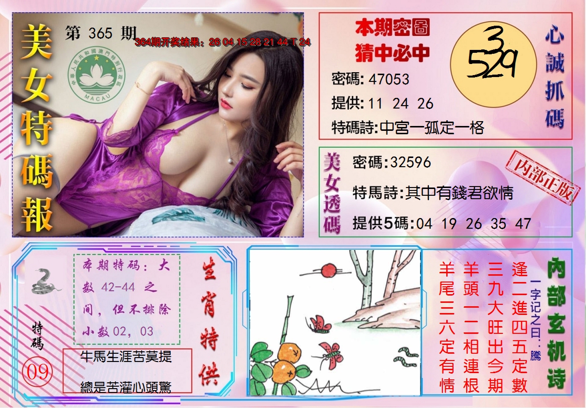 2024365期美女特码报