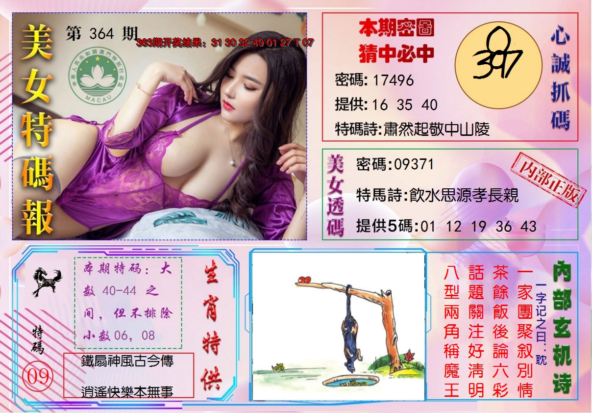 2024364期美女特码报