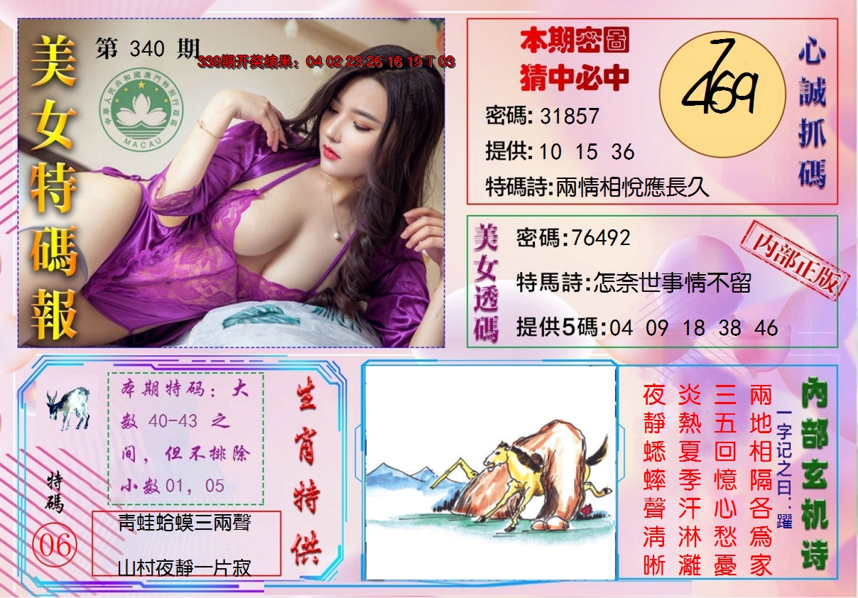 2024340期美女特码报