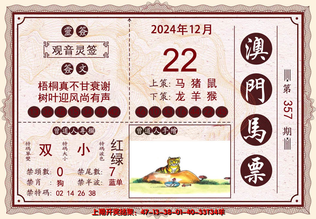 2024357期澳门马票