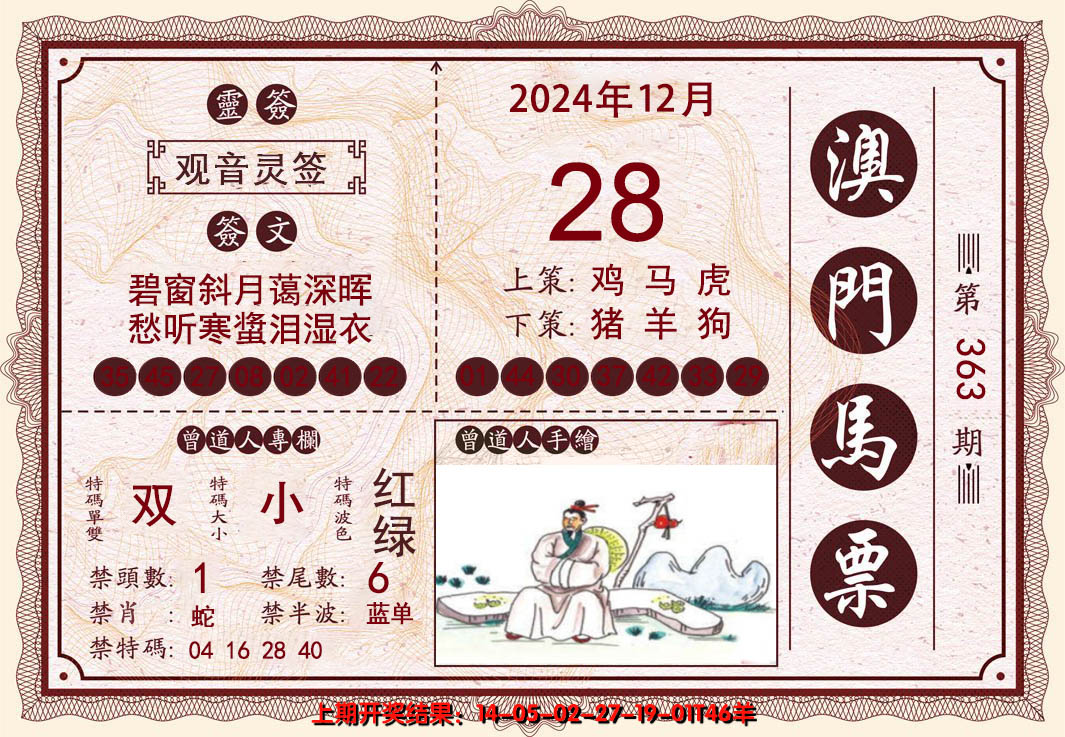 2024363期澳门马票