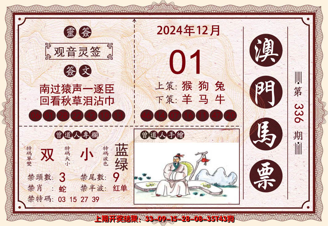 2024336期澳门马票