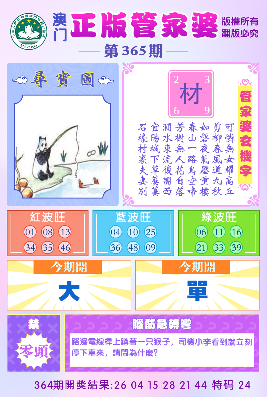 2024365期正版管家婆