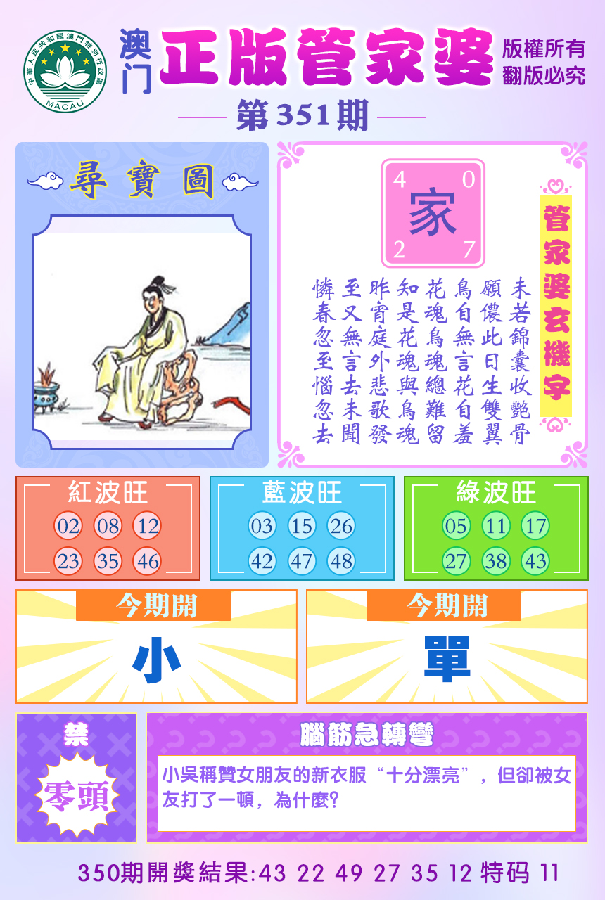 2024351期正版管家婆