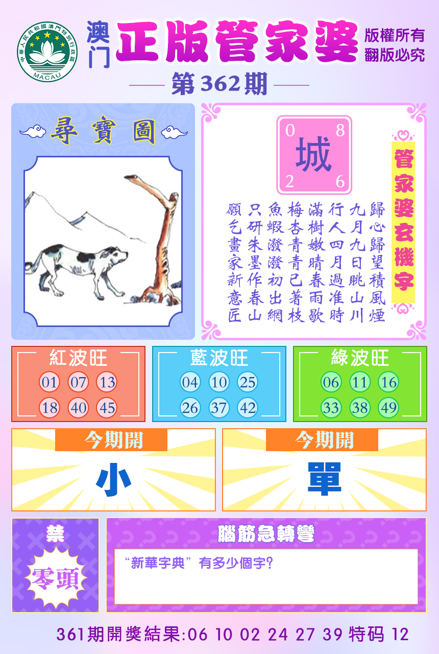 2024362期正版管家婆