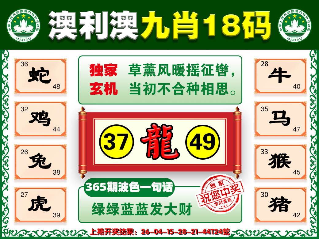 2024365期澳利澳九肖
