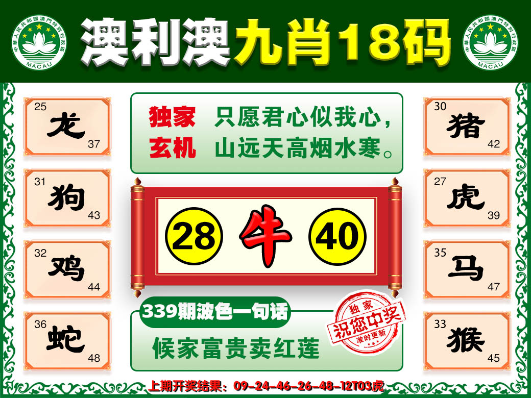 2024339期澳利澳九肖