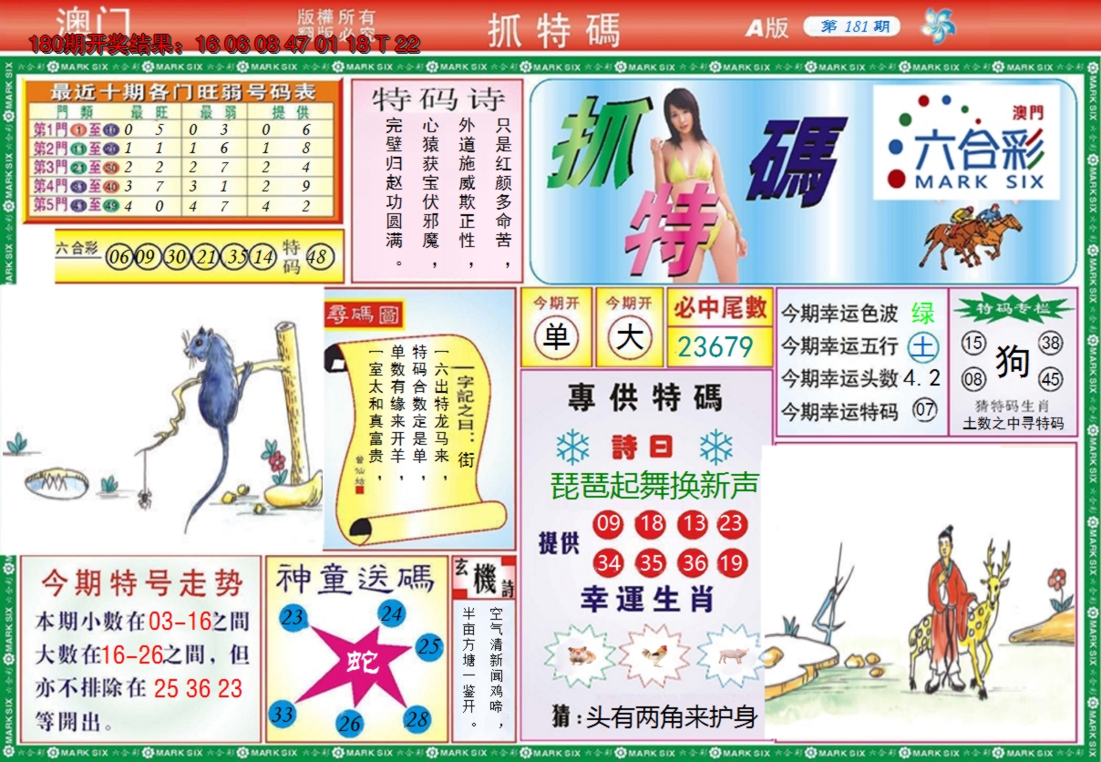 2024181期澳门抓特码A