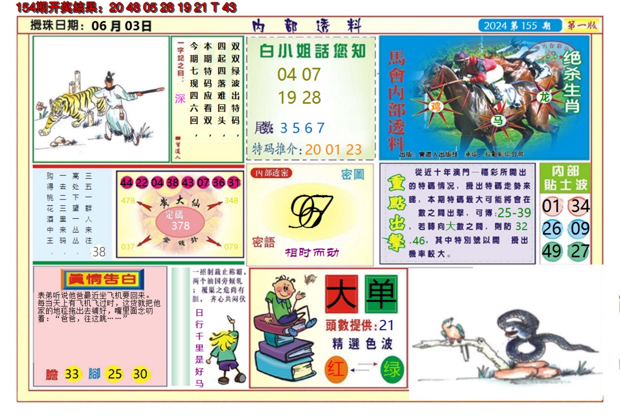 2024155期澳门内部透料A