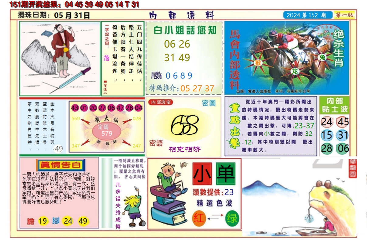 2024152期澳门内部透料A