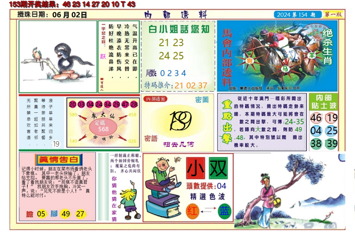 2024154期澳门内部透料A
