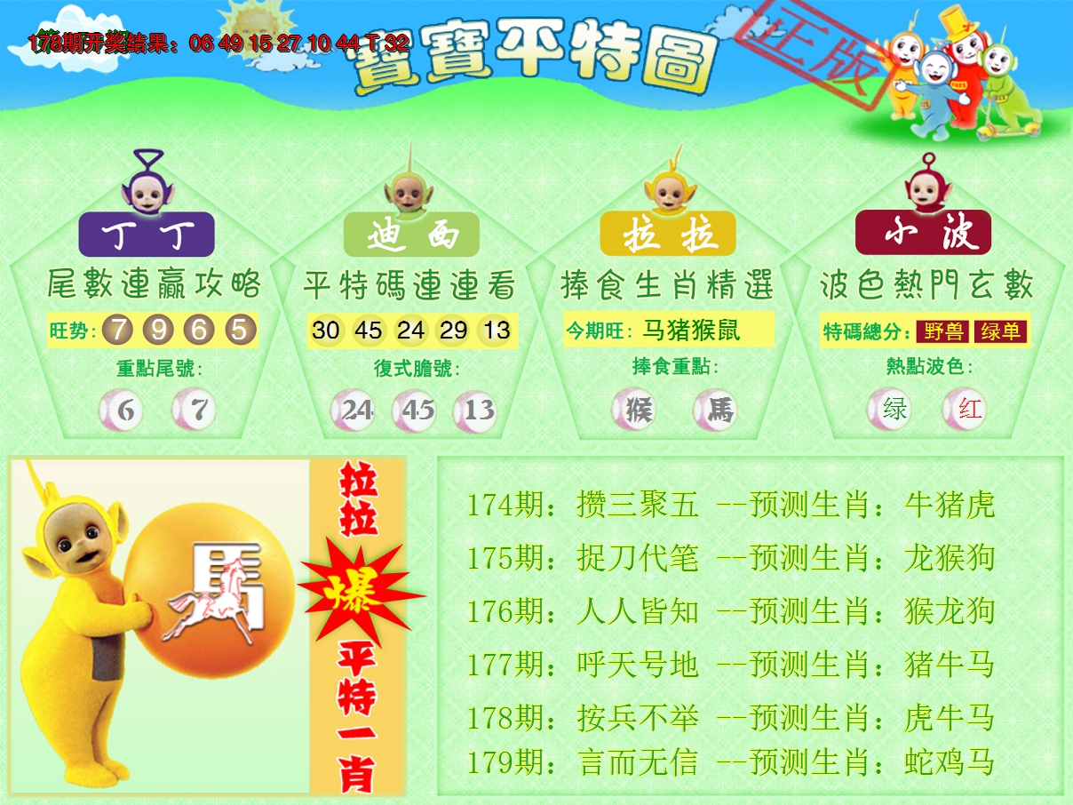 2024179期天线宝宝平特图