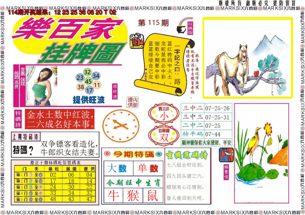 2024115期乐百家挂牌图