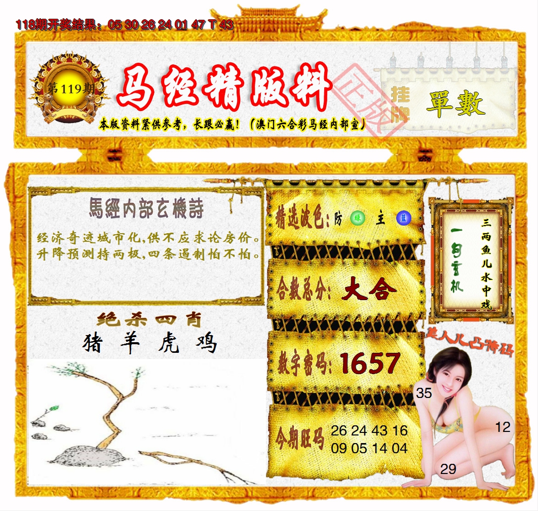 2024119期马经精版料