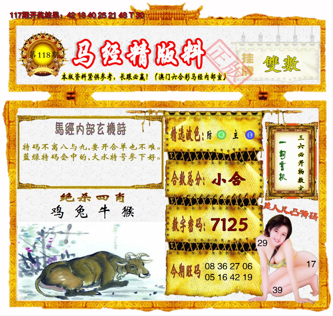 2024118期马经精版料