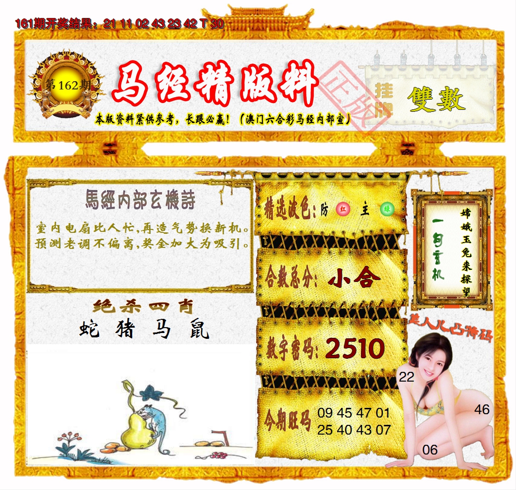 2024162期马经精版料