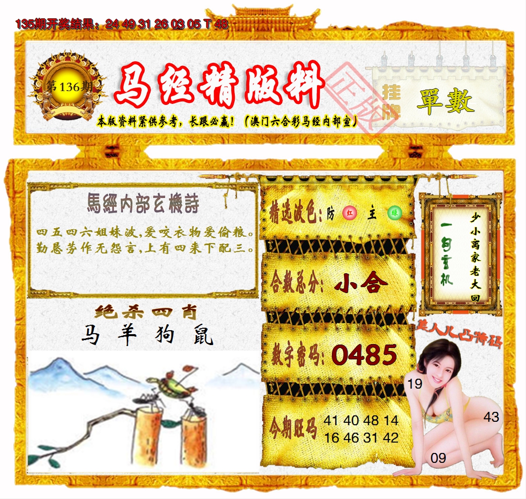 2024136期马经精版料